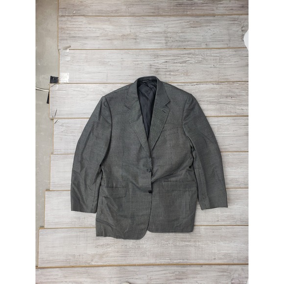 Other - Canali Mens Micro Check Two Button Blazer Jacket Grey Black Checkered Pattern